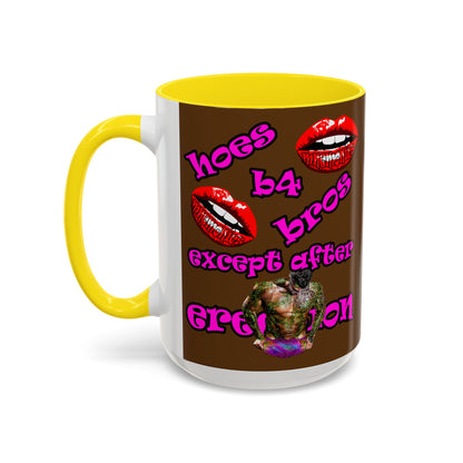 hoes b4 bros - Accent Mug (brown)