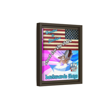 shoot for the stars - framed canvas art (light blue-pink wave)