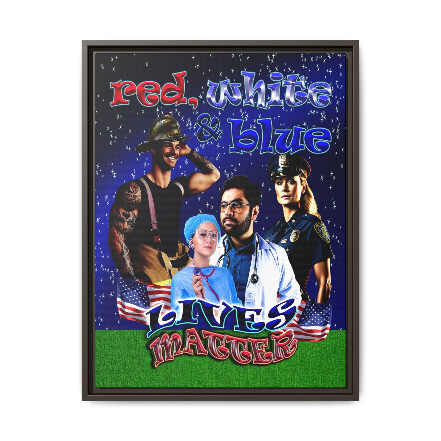 rw&b lives matter - framed canvas art ('snoops' background)