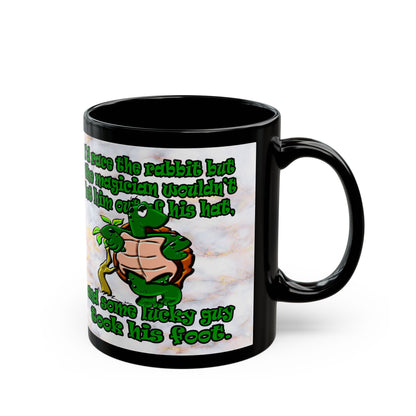 turtle race - Black Mug (white marble)