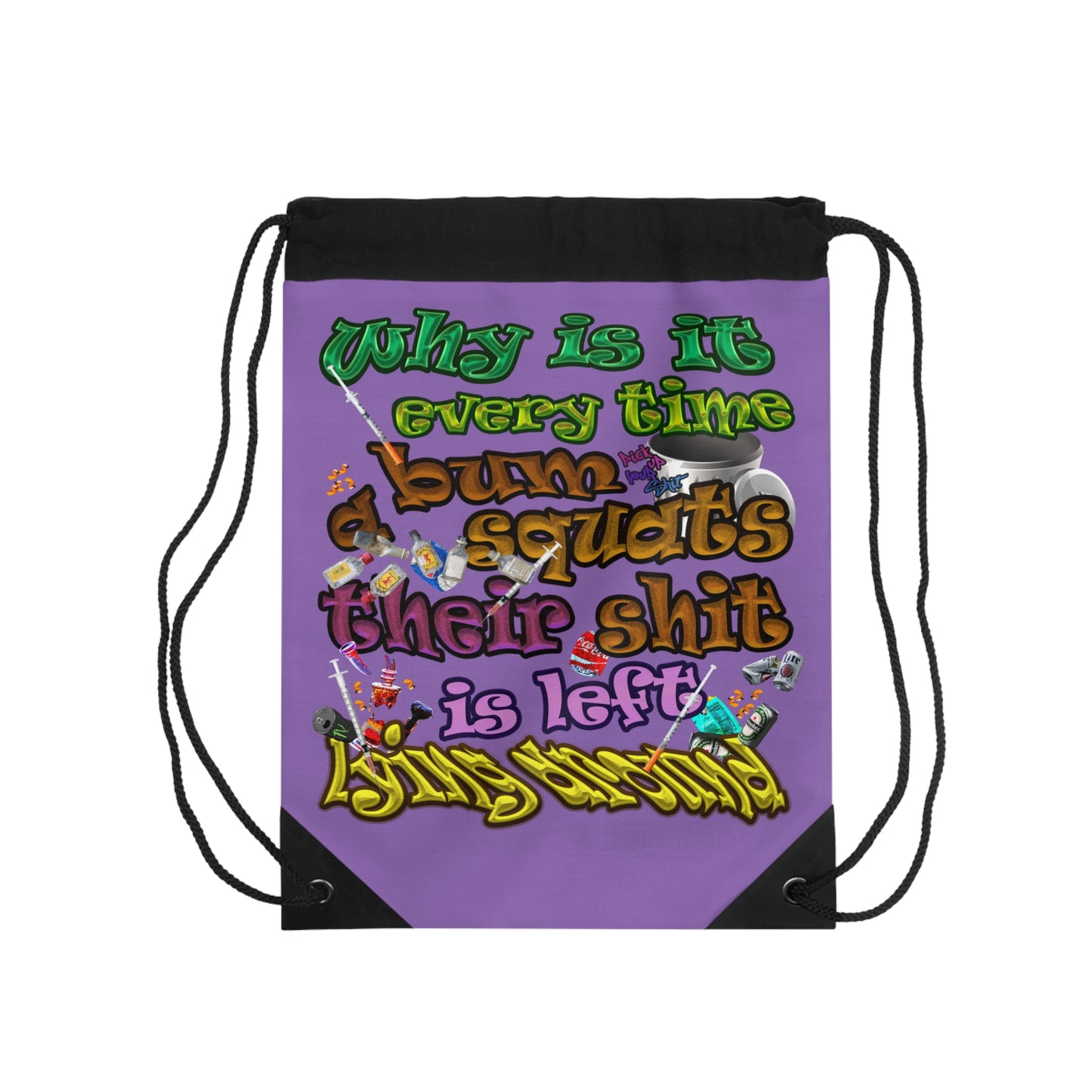 the bum's shit - Drawstring Bag (light purple)
