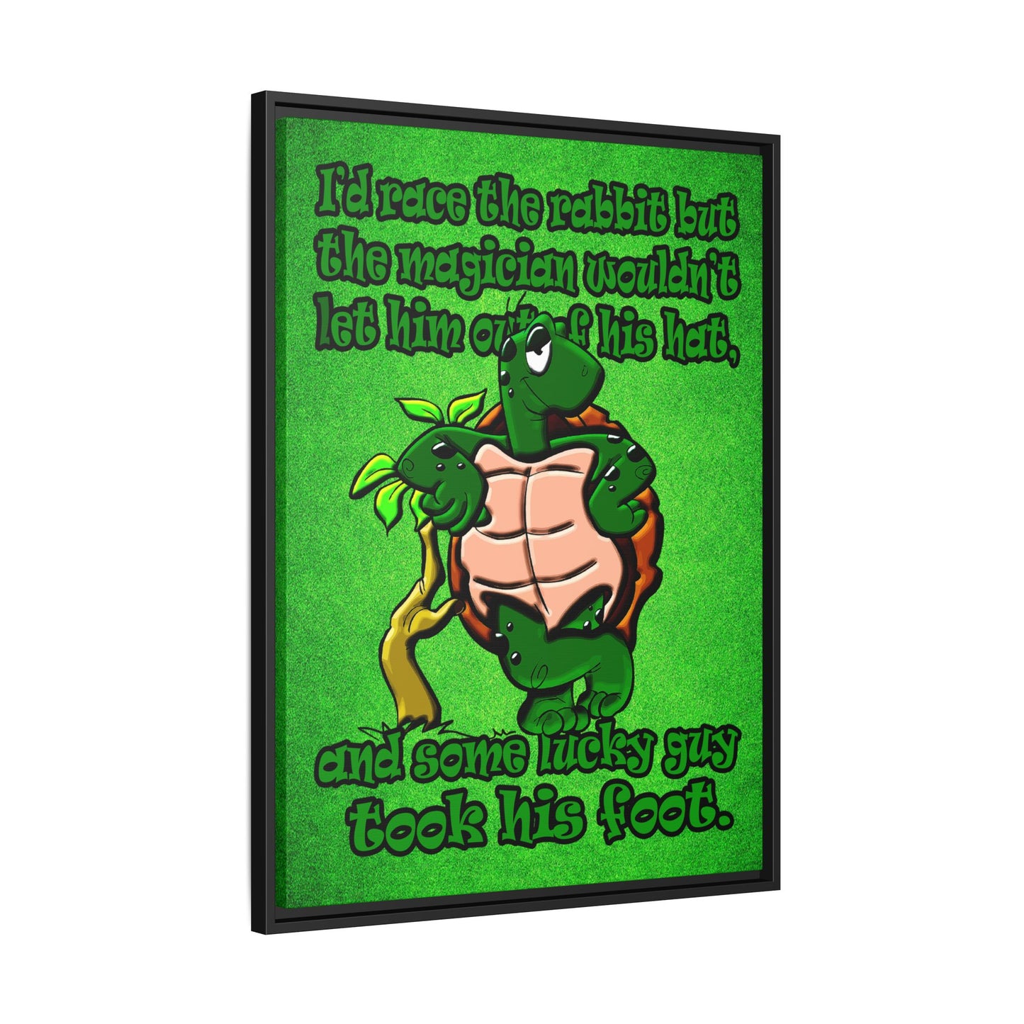 turtle race - framed canvas art (green turf)