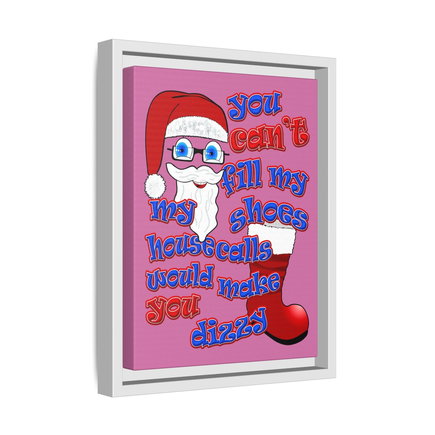 santa's shoes - framed canvas art (light pink)