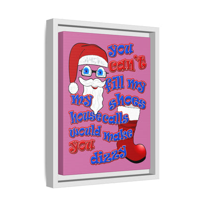 santa's shoes - framed canvas art (light pink)