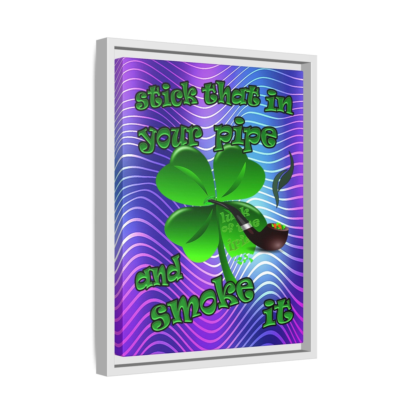 stick that in your pipe and smoke it - framed canvas art (purple wave)