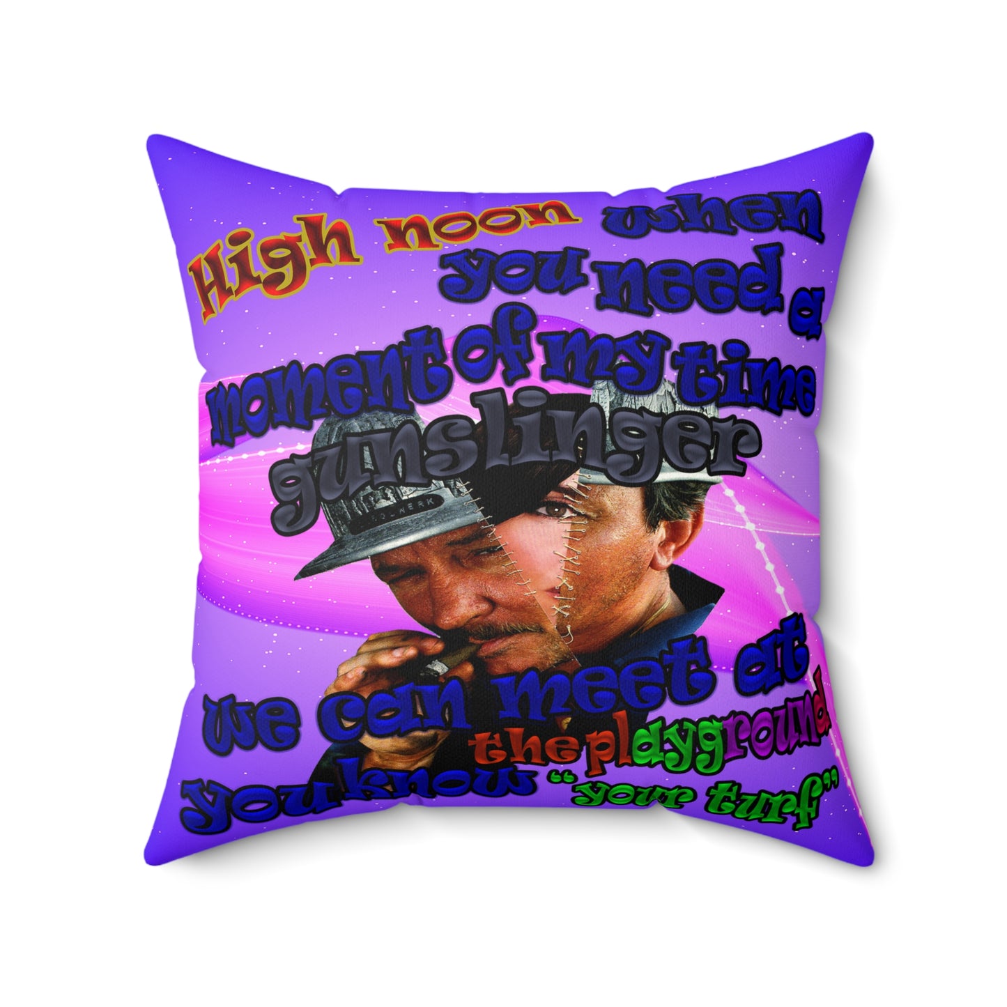 high noon - Spun Polyester Square Pillow - (purple-pink wave)