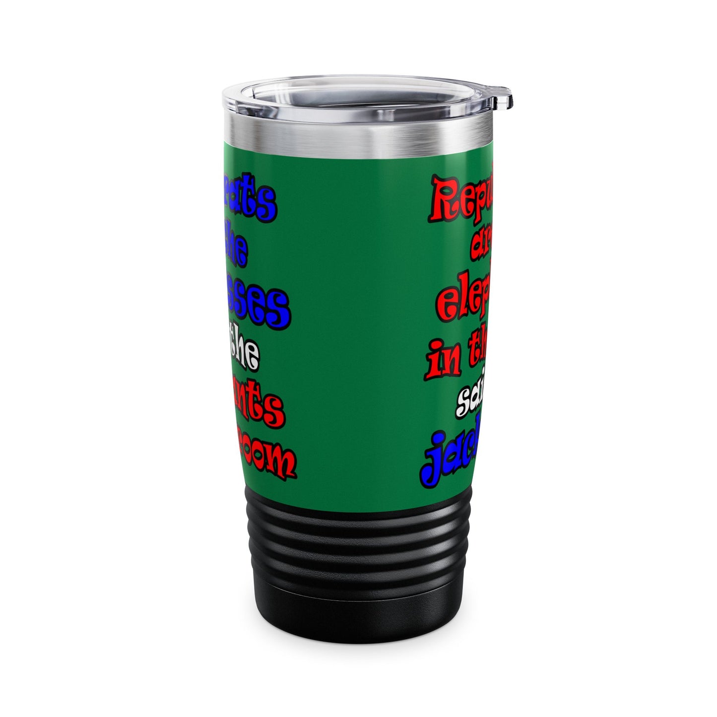 donkeys and elephants - Ringneck Tumbler, 20oz (dark green)