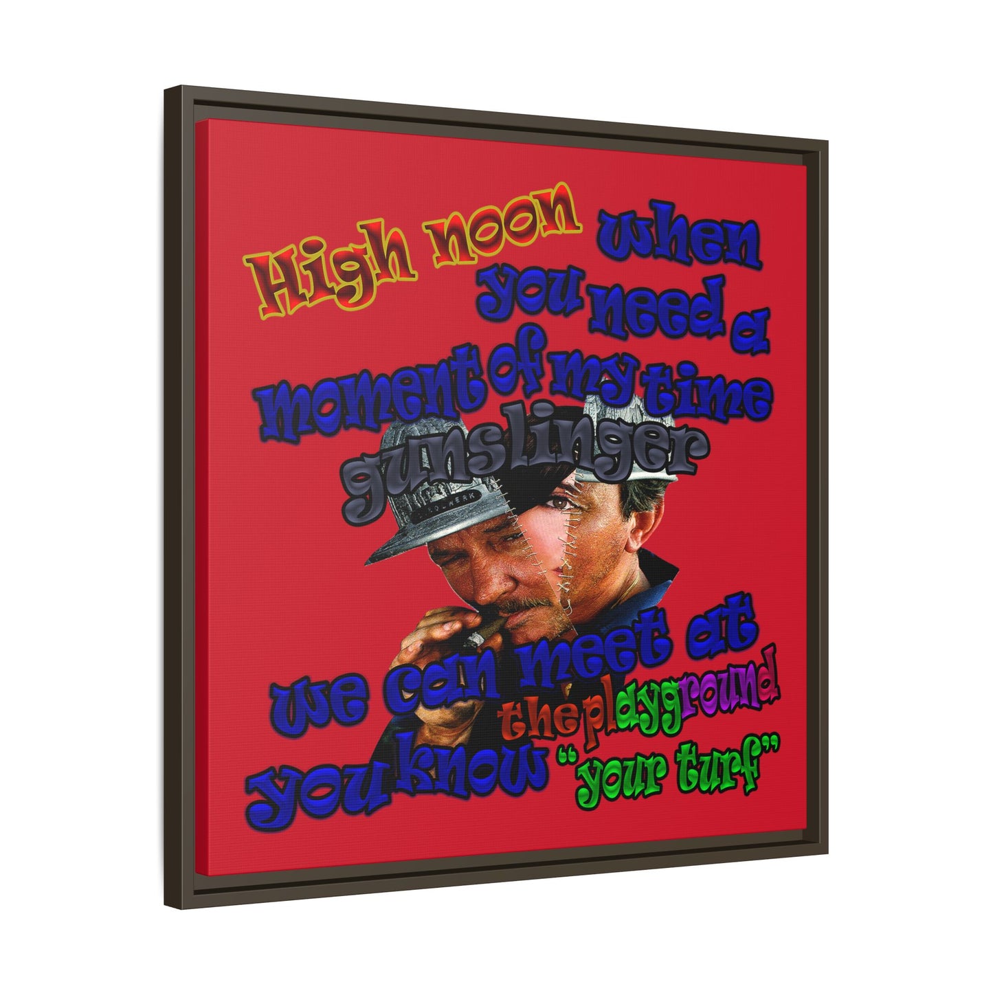 high noon - framed canvas art (dark red)