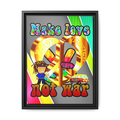 love peace - framed canvas art (rainbow split)