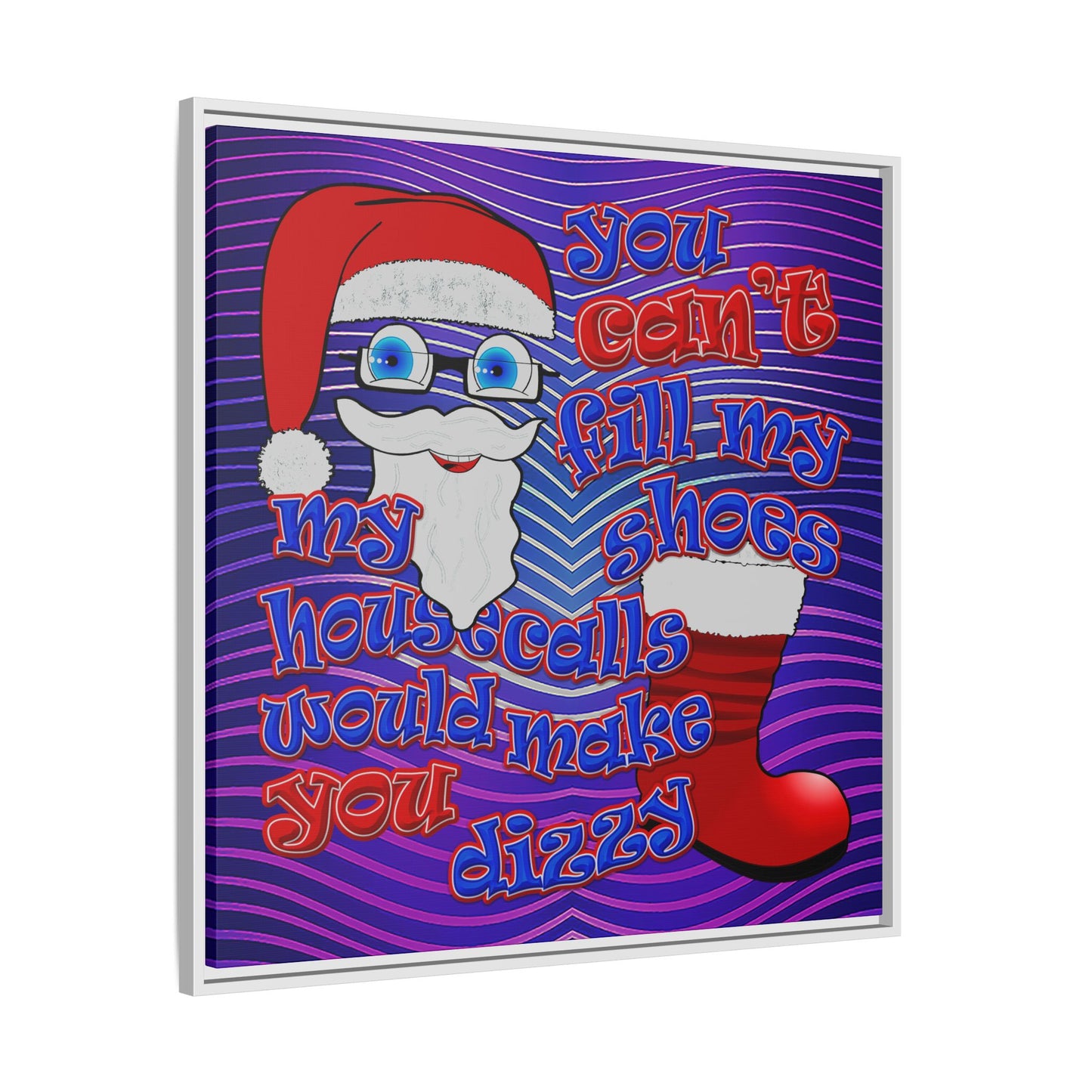 santa's shoes - framed canvas art (purple wave)