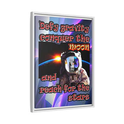defy conquer reach - framed canvas art (grey-pink wave)