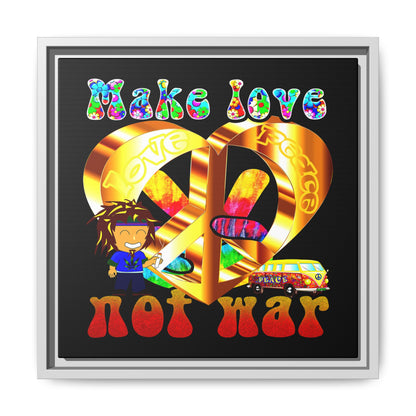 love peace - framed canvas art (black)