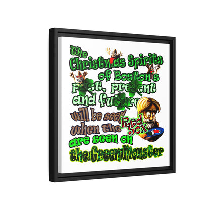 christmas spirits of boston - framed canvas art (white)