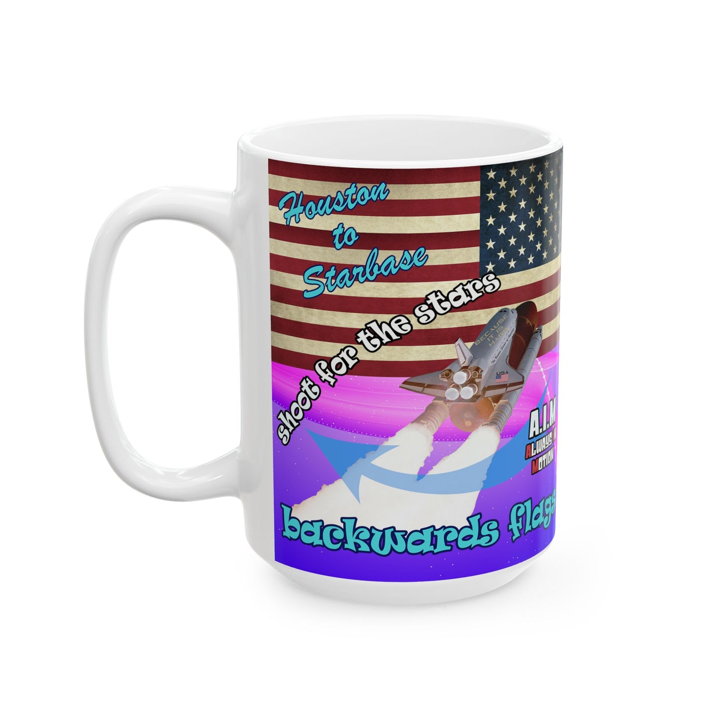 shoot for the stars - White Mug (purple-pink wave)