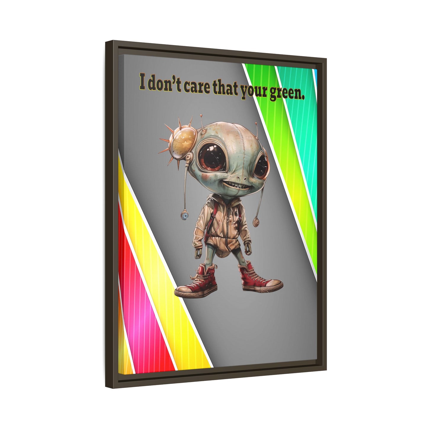 I don't care that your green - framed canvas art (rainbow split)