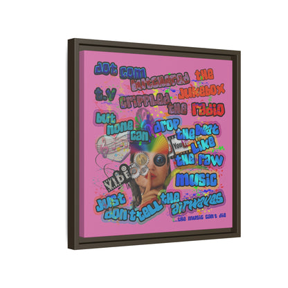drop the beat - framed canvas art (light pink)