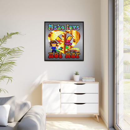 love peace - framed canvas art (brushed nickel)