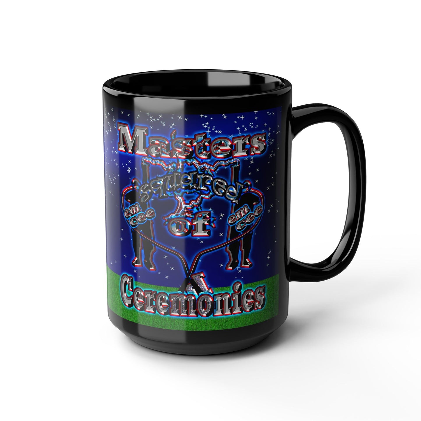 em cee squared - Black Mug ('snoops' background)