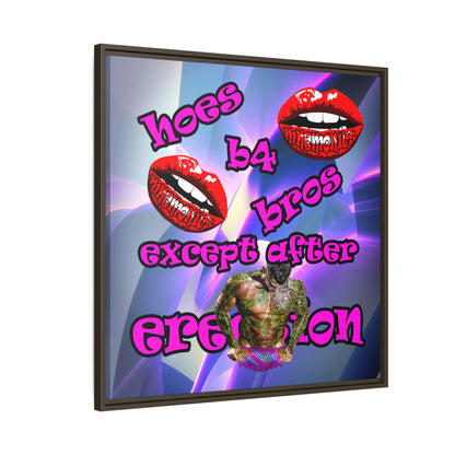 hoes b4 bros - framed canvas art (grey-pink wave)
