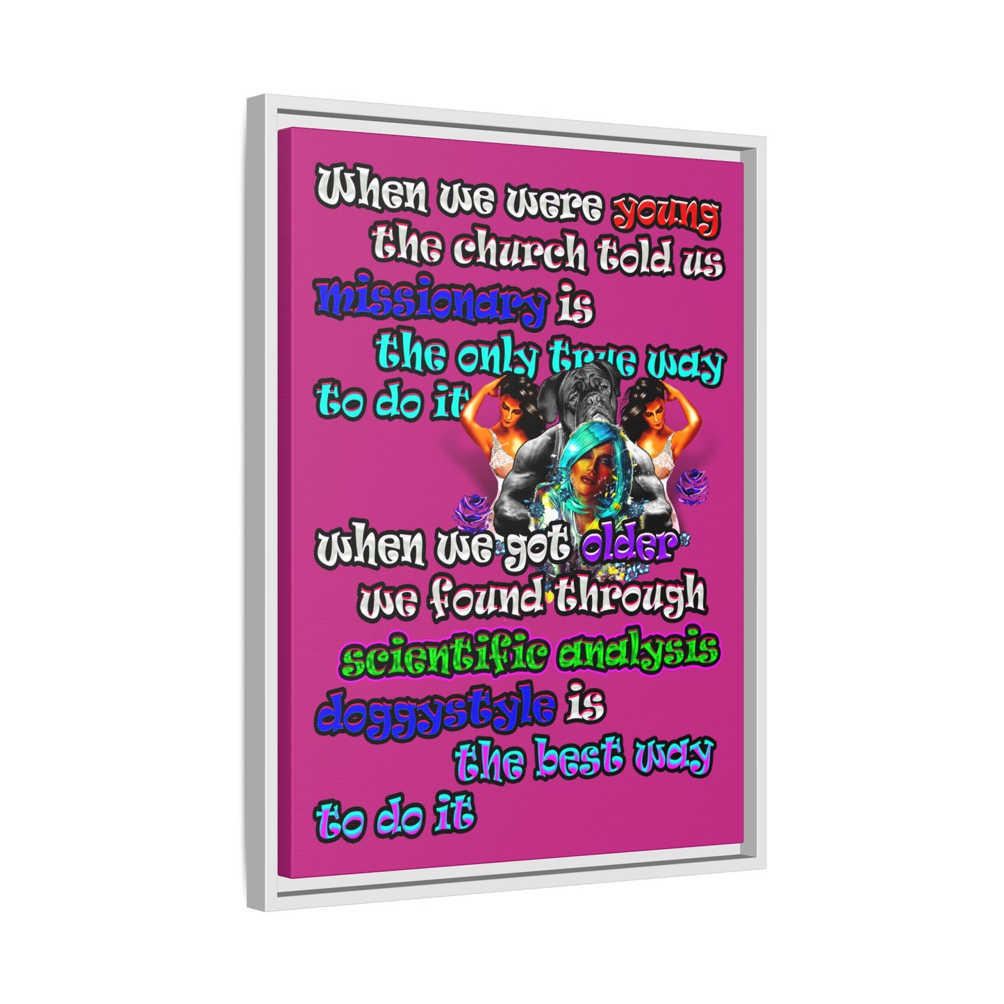doggystyle - framed canvas art (pink)