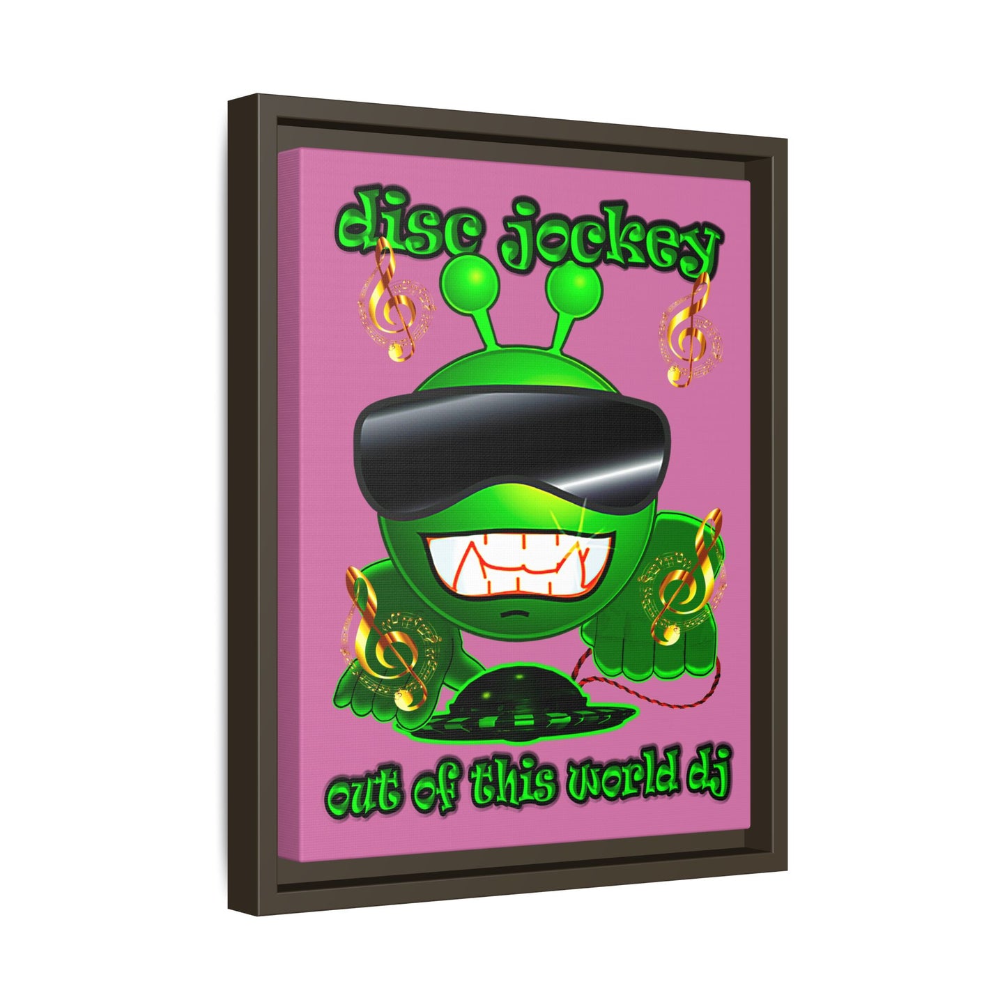 disc jockey - framed canvas art (light pink)