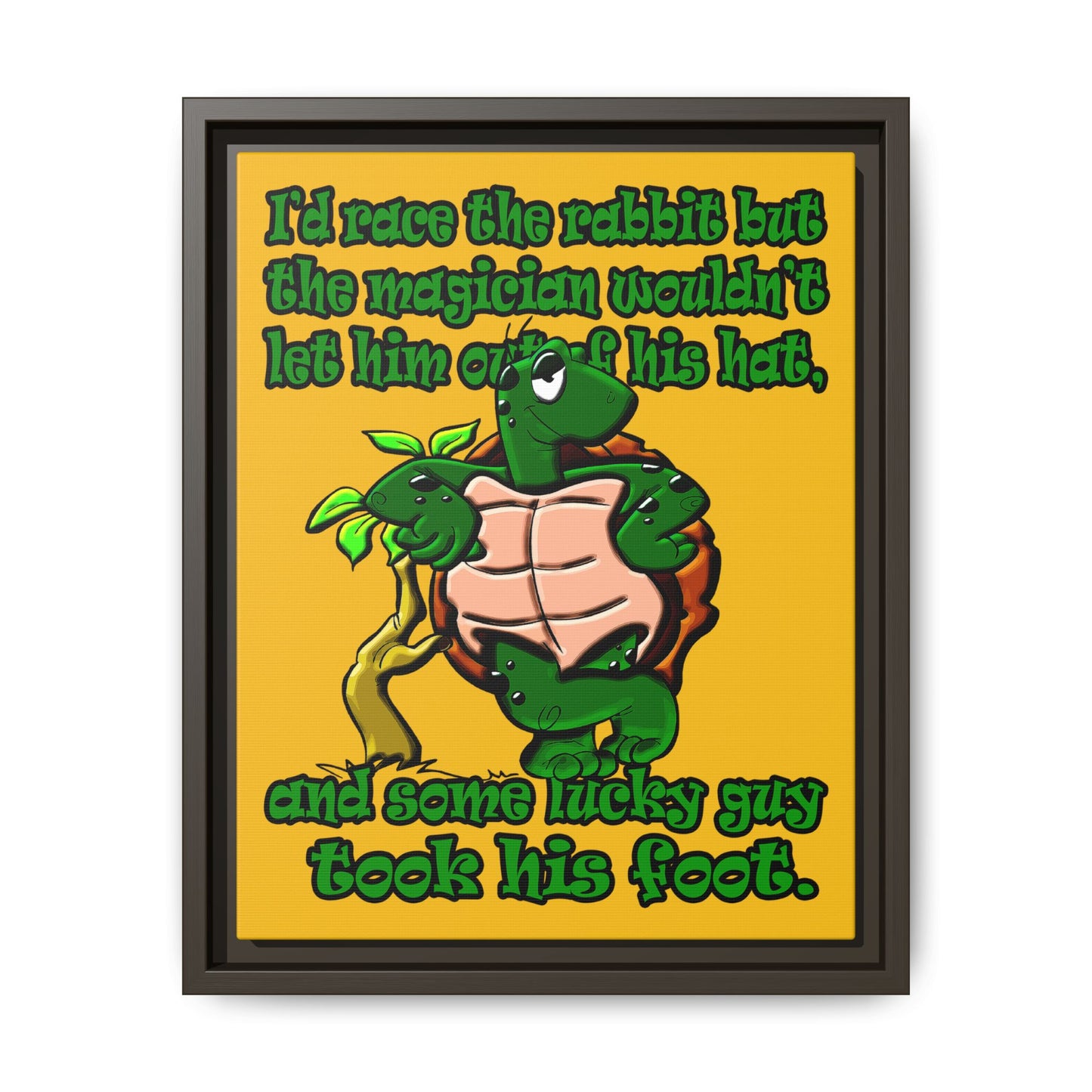 turtle race - framed canvas art (yellow)