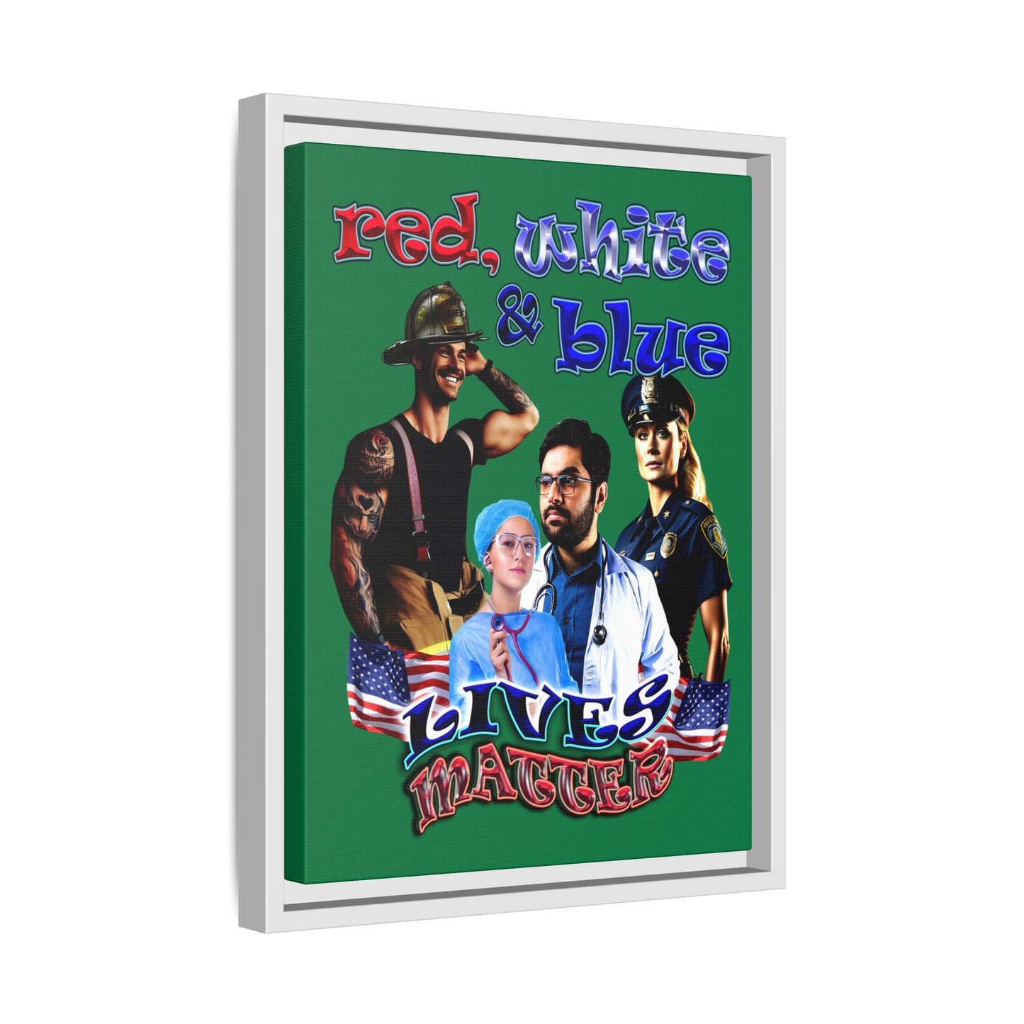 rw&b lives matter - framed canvas art (dark green)