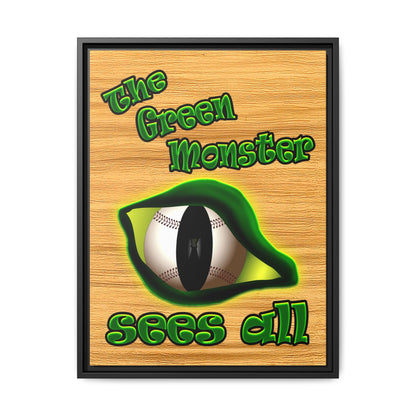green monster - framed canvas art (butterscotch wood finish)