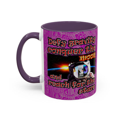 defy conquer reach - Accent Mug (pink swirl)