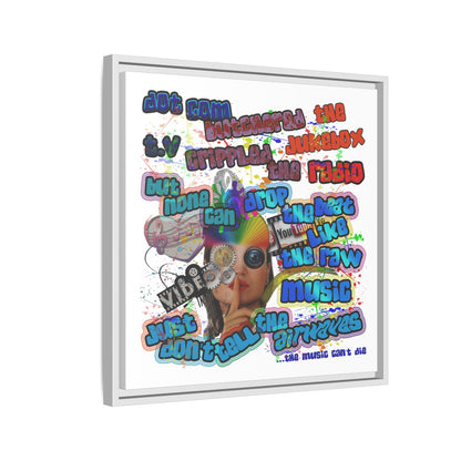 drop the beat - framed canvas art (white)