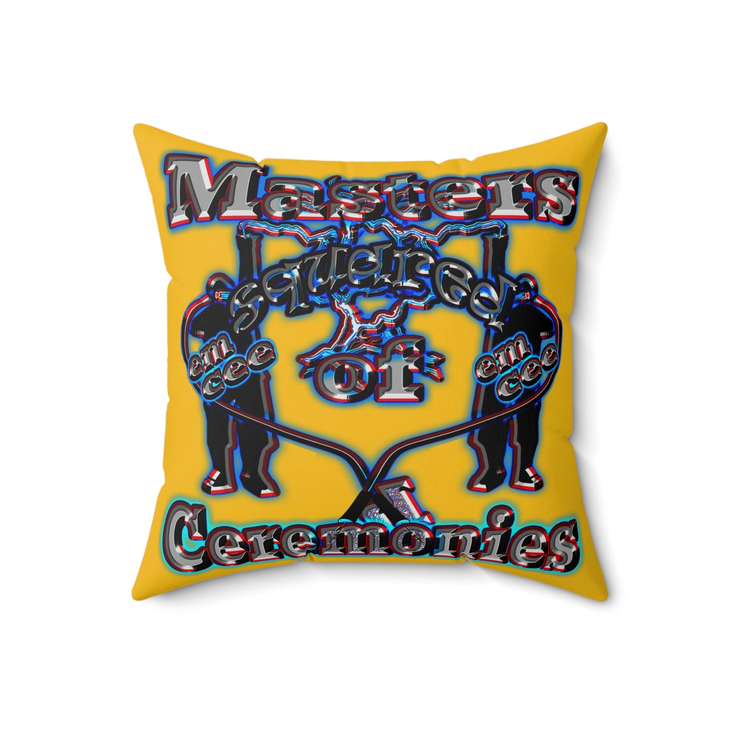 em cee squared - Spun Polyester Square Pillow - (yellow)
