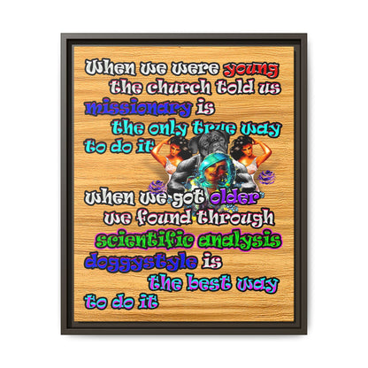 doggystyle - framed canvas art (butterscotch wood finish)