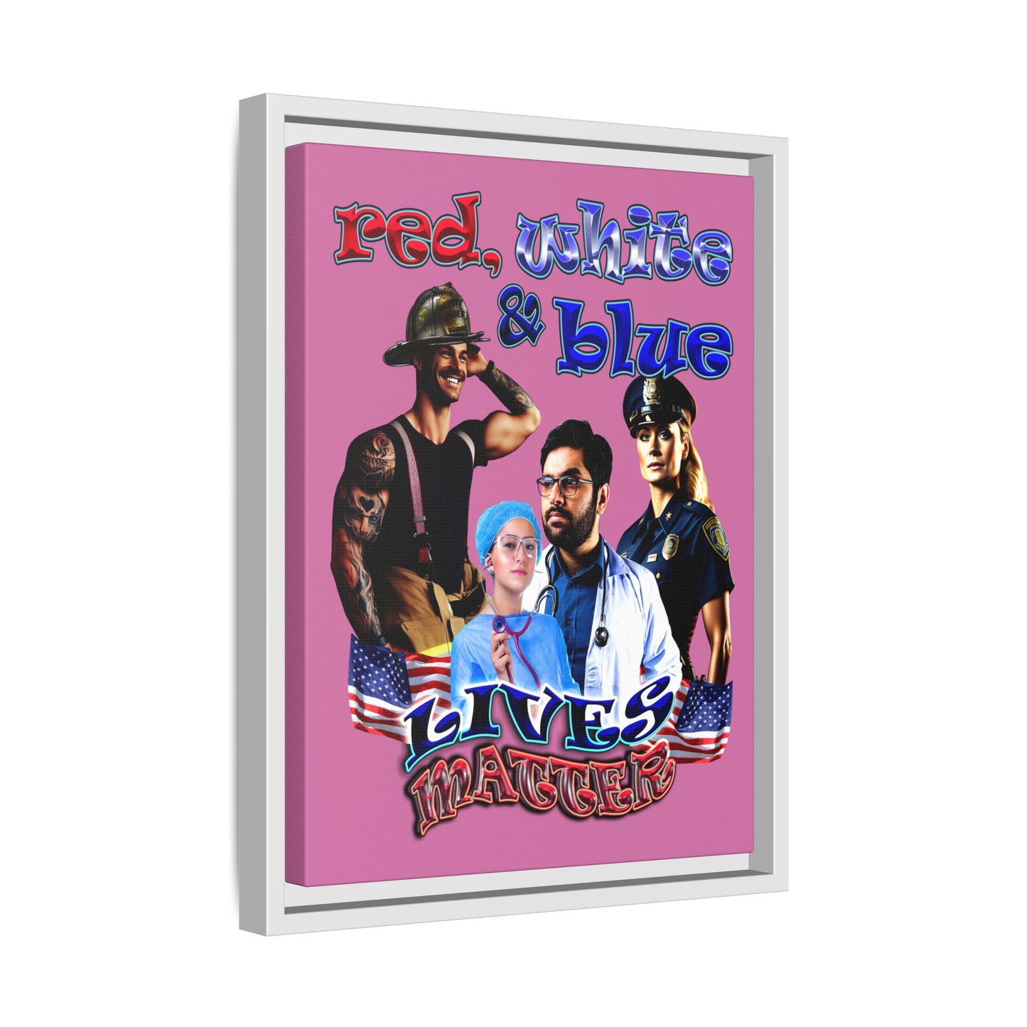 rw&b lives matter - framed canvas art (light pink)