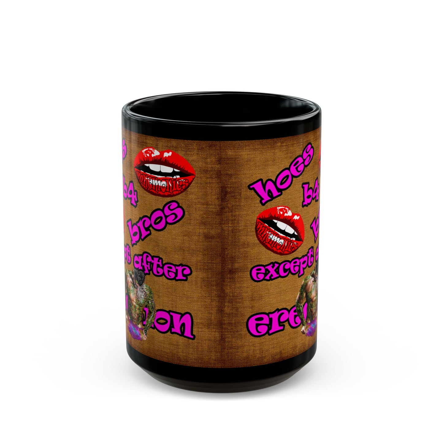 hoes b4 bros - Black Mug (brown papyrus)