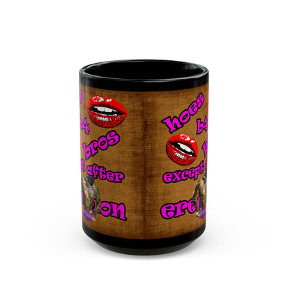 hoes b4 bros - Black Mug (brown papyrus)