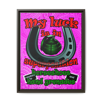 my luck - framed canvas art (pink swirl)