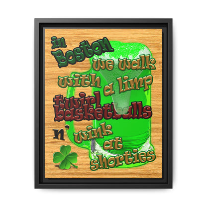 celtics logo - framed canvas art (butterscotch wood finish)