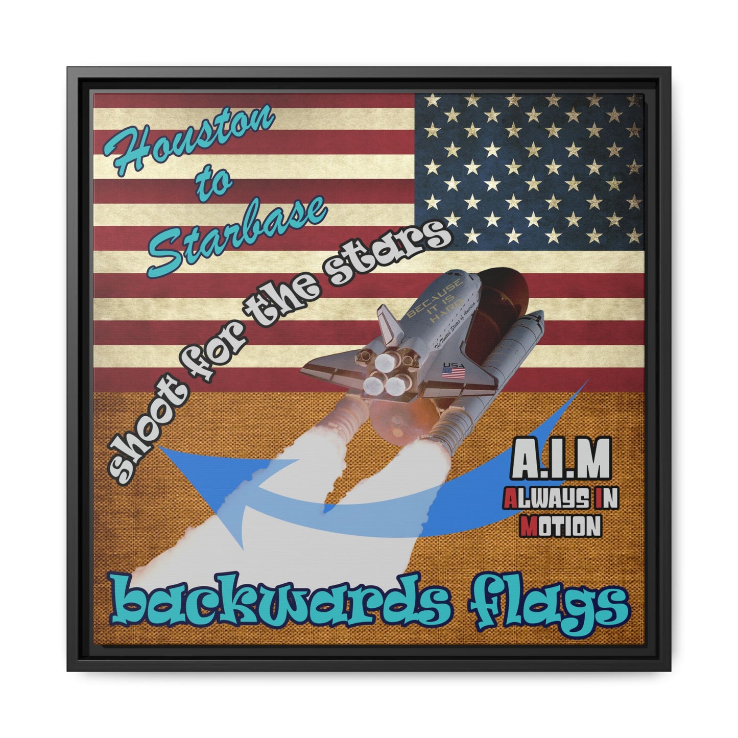shoot for the stars - framed canvas art (brown papyrus)