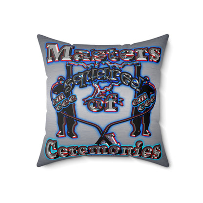 em cee squared - Spun Polyester Square Pillow - (brushed nickel)