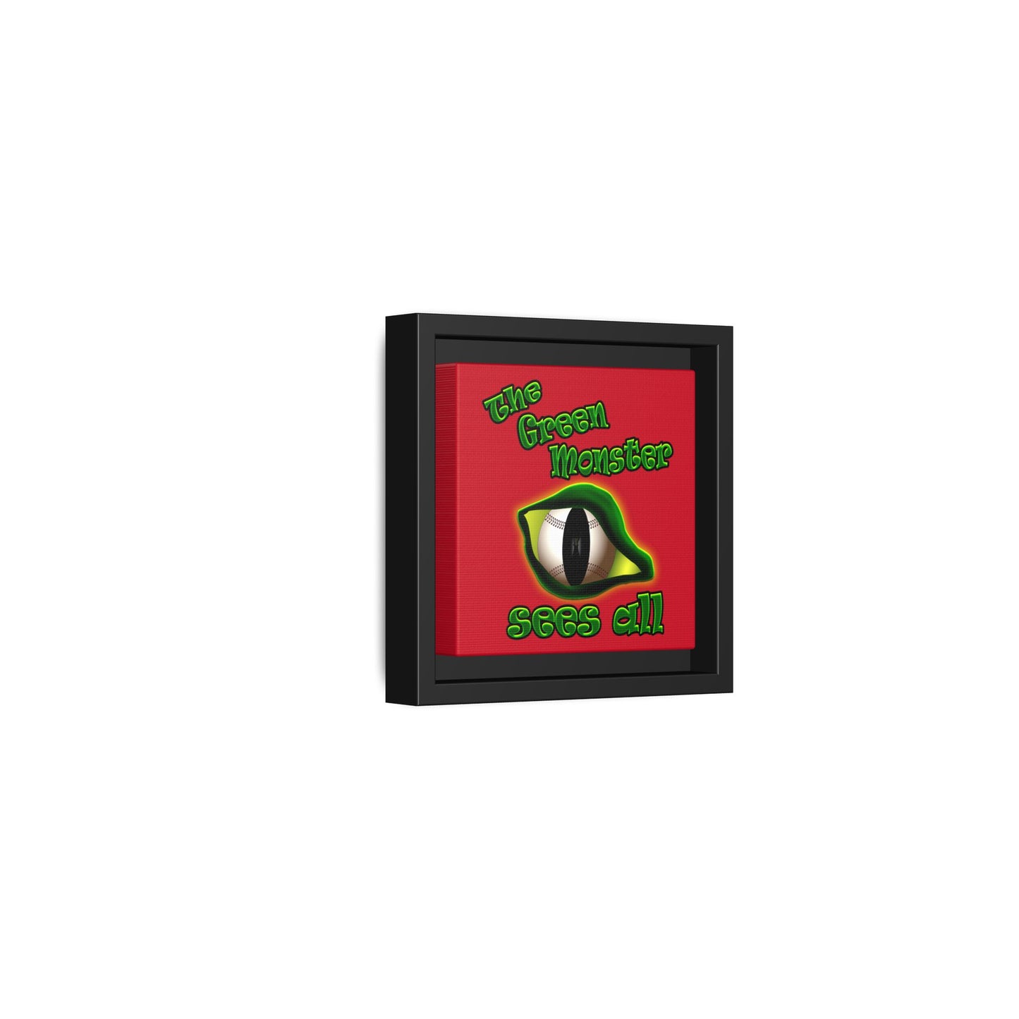 green monster - framed canvas art (dark red)