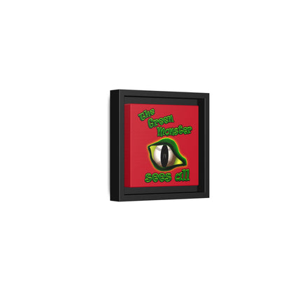 green monster - framed canvas art (dark red)