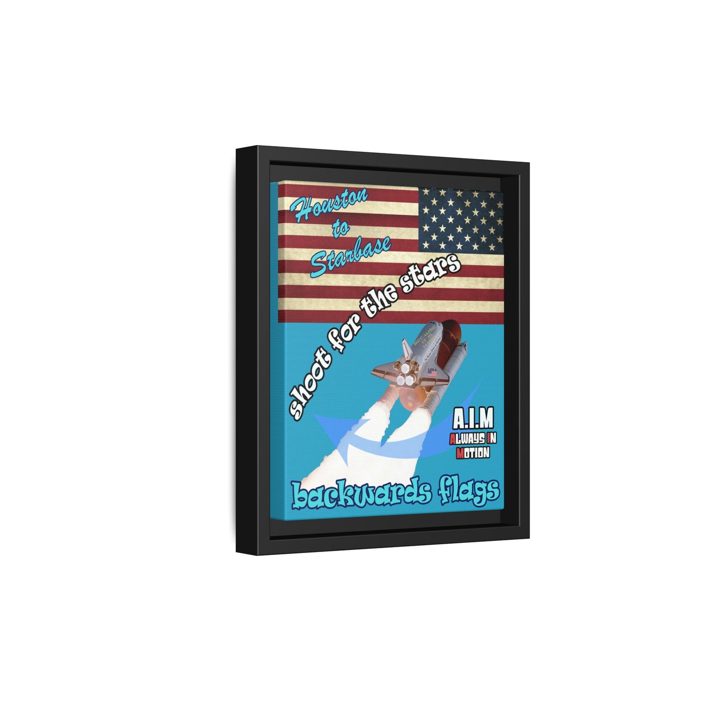 shoot for the stars - framed canvas art (turquoise)
