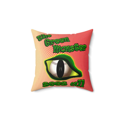 green monster - Spun Polyester Square Pillow - (yellow-orange wave)