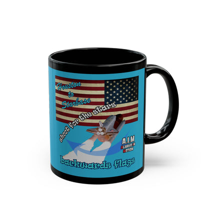 shoot for the stars - Black Mug (turquoise)
