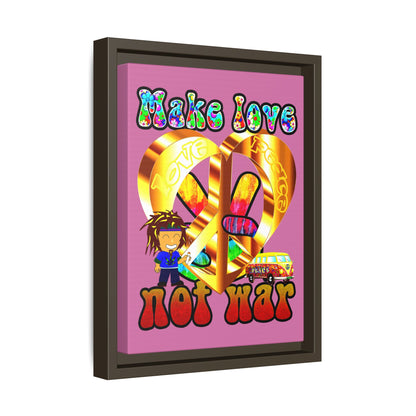 love peace - framed canvas art (light pink)