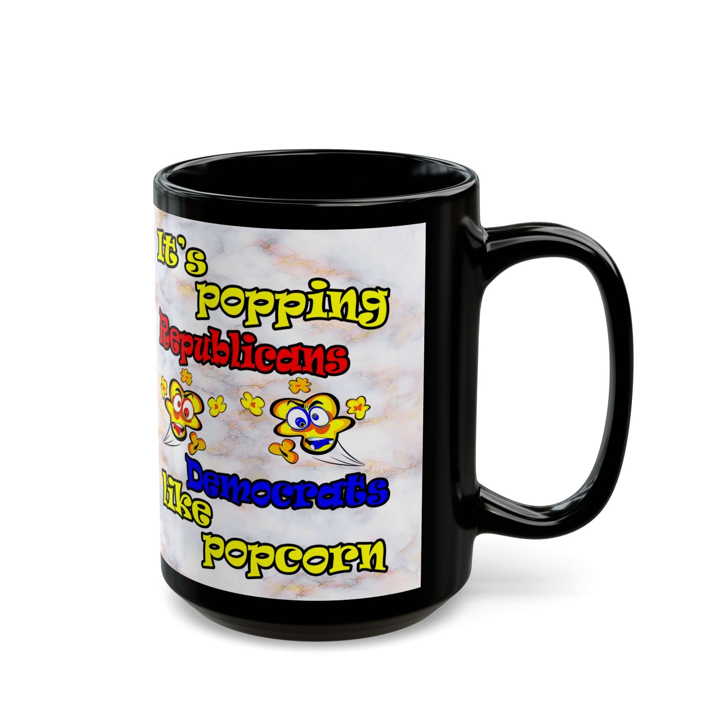 popping like popcorn - Black Mug (white marble)