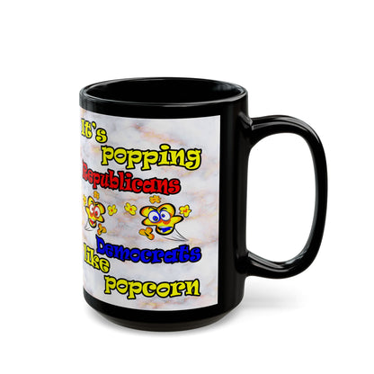 popping like popcorn - Black Mug (white marble)