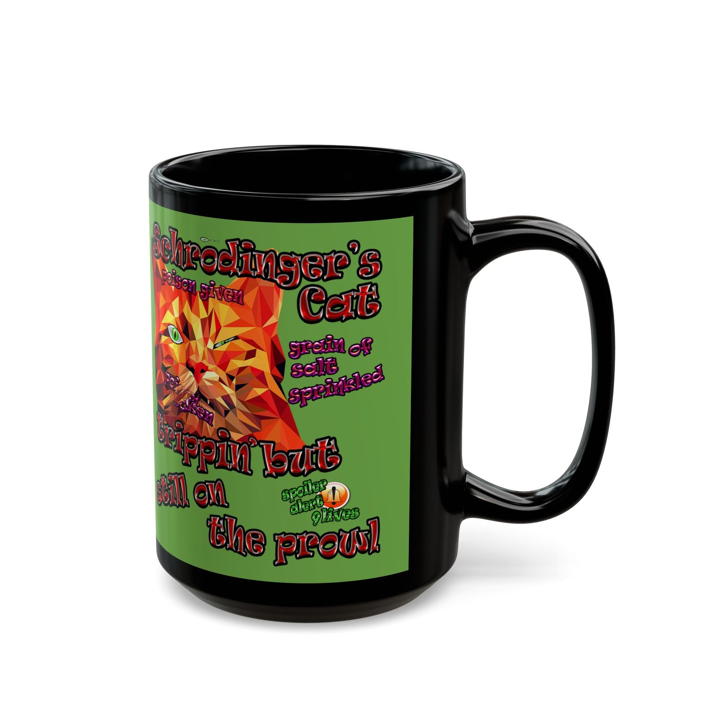 schrodinger's cat - Black Mug (green)