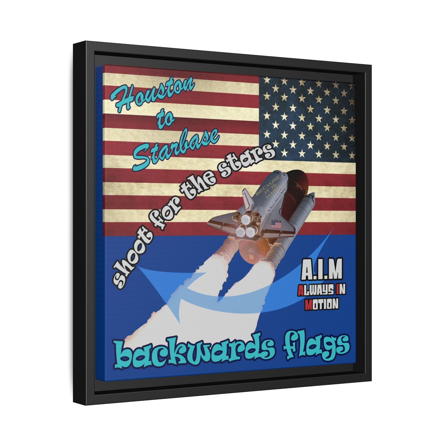 shoot for the stars - framed canvas art (dark blue)