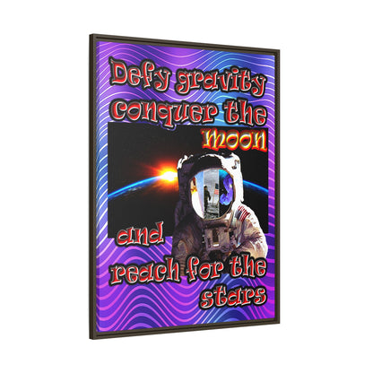 defy conquer reach - framed canvas art (purple wave)
